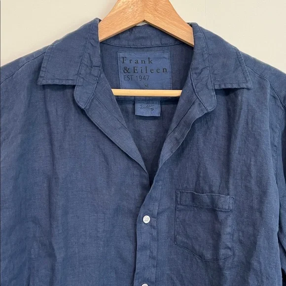 Frank & Eileen Linen Set Eileen Button Down and Pull On Pant in Blue - Medium - Picture 6 of 16